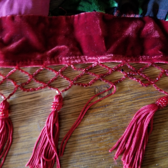 Midi PATCHWORK kimono VELVET SILK BLEND bead fringe COAT s/m - Picture 8 of 12